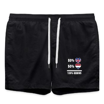 Niederlande und Großbritannien 100% Genius Flagge - Badeshorts - Schwarz - Vorne - AI Model Male 185 light (185cm)
