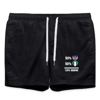 Nigeria und Großbritannien 100% Genius Flagge - Badeshorts - Schwarz - Vorne - AI Model Male 185 light (185cm)