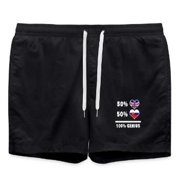 Slowakei und Großbritannien 100% Genius Flagge - Badeshorts - Schwarz - Vorne - AI Model Male 185 light (185cm)
