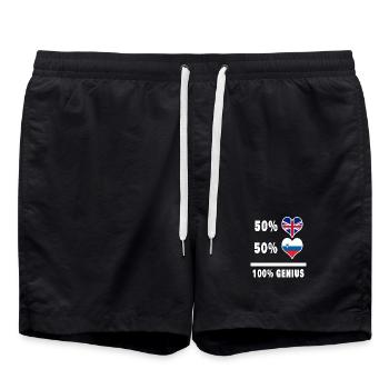 Slowenien und Großbritannien 100% Genius Flagge - Badeshorts - Schwarz - Vorne - AI Model Male 185 light (185cm)