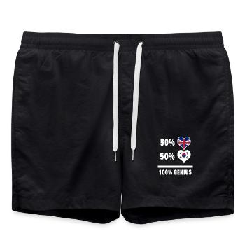 Südkorea und Großbritannien 100% Genius Flagge - Badeshorts - Schwarz - Vorne - AI Model Male 185 light (185cm)