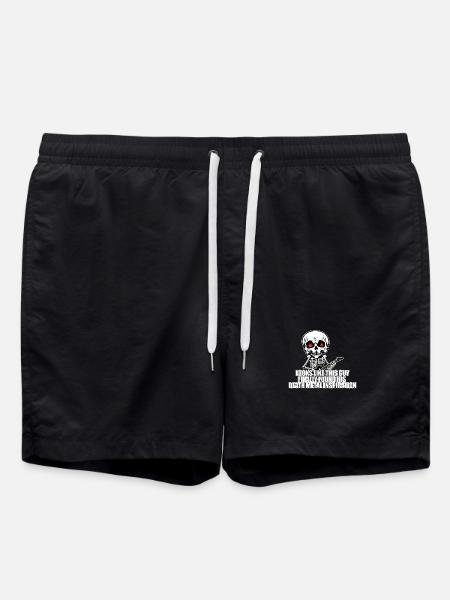 Skeleton with guitar DEATH METAL - Swim Trunks - black