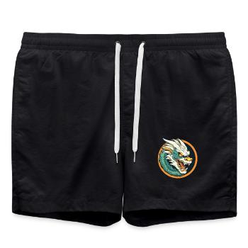 Blason du Dragon : Emblème du Dragon de la Braise - Short de bain - noir - Devant - AI Model Male 185 light (185cm)