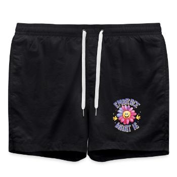 positive Einstellung, Lebensfreude, Lebensfreude - Badeshorts - Schwarz - Vorne - AI Model Male 185 light (185cm)