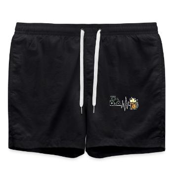 Bauernhof Landwirt Fahrzeug Traktor Statement - Badeshorts - Schwarz - Vorne - AI Model Male 185 light (185cm)