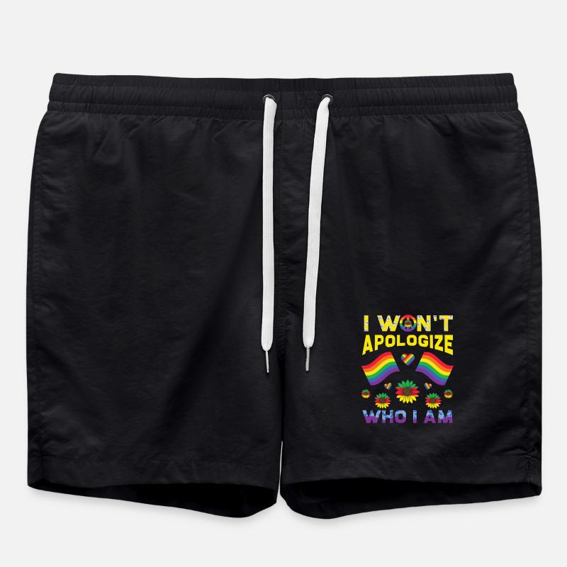 LGBT, rainbow, pride - Swim Trunks - black
