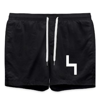 Forme inspirée du jeu des années 80 - Short de bain - noir - Devant - AI Model Male 185 light (185cm)