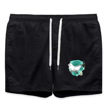 Aquarelle Mignon phoque dans l’océan - Short de bain - noir - Devant - AI Model Male 185 light (185cm)