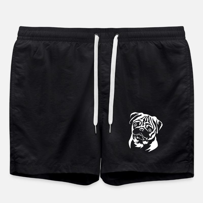 Mops Kopf "Black Edition" - Badeshorts - Schwarz