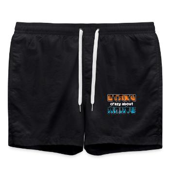 Otaku Anime Animation Japan Manga Statement Comic - Badeshorts - Schwarz - Vorne - AI Model Male 185 light (185cm)