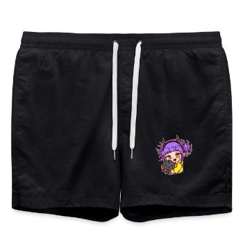 Zeichentrick Anime Comic Manga Animation Mädchen - Badeshorts - Schwarz - Vorne - AI Model Male 185 light (185cm)