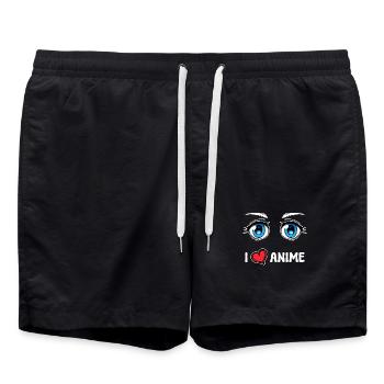 Manga Herz Ich Liebe Anime Statement Japan Comic - Badeshorts - Schwarz - Vorne - AI Model Male 185 light (185cm)