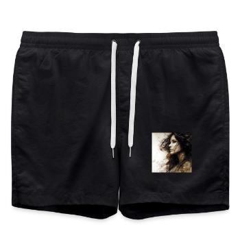 Porträt Frau 01 - Badeshorts - Schwarz - Vorne - AI Model Male 185 light (185cm)
