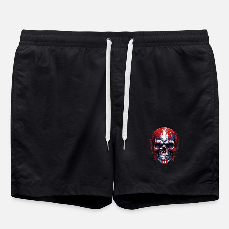 Flags Skull Graphic - Swim Trunks - black