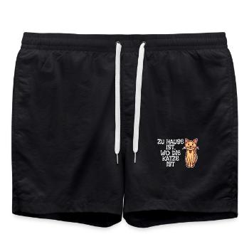 Haustiere Katze Statement Kuscheltier Tiere - Badeshorts - Schwarz - Vorne - AI Model Male 185 light (185cm)