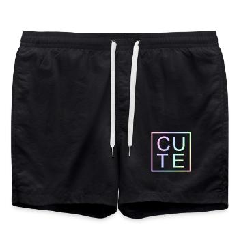 CUTE Pastel Gradient Lettres - Short de bain - noir - Devant - AI Model Male 185 light (185cm)