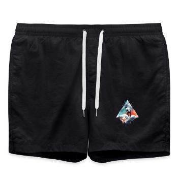 Abenteurer auf Geometrischer Bergkette - Badeshorts - Schwarz - Vorne - AI Model Male 185 light (185cm)