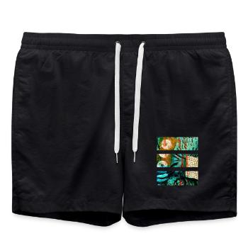 Paysage abstrait aux couleurs vives - Short de bain - noir - Devant - AI Model Male 185 light (185cm)