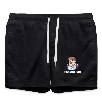 Pensionist Statement Senior Pensionär Abschied - Badeshorts - Schwarz - Vorne - AI Model Male 185 light (185cm)