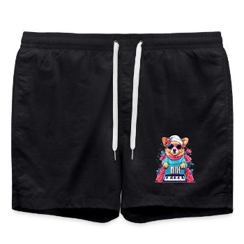 Dog with Piano - Swim Trunks - black - Front - AI Model Male 185 light (185cm)