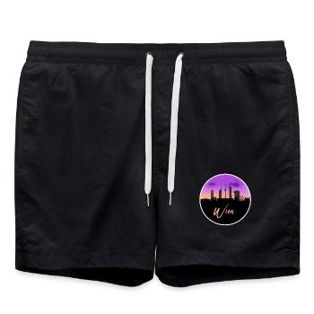 Wien Fineline Skyline - Badeshorts - Schwarz - Vorne - AI Model Male 185 light (185cm)