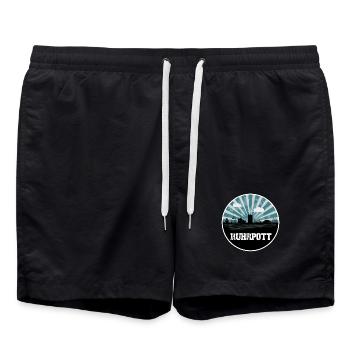 Ruhrpott Blue Hour Skyline - Badeshorts - Schwarz - Vorne - AI Model Male 185 light (185cm)