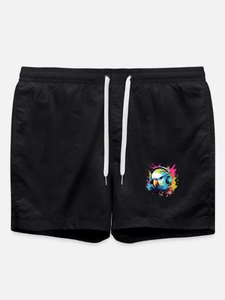 Perruche avec écouteurs Perruches Bird - Short de bain - noir