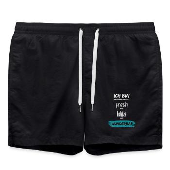 Ich bin frech wild Wunderbar - Badeshorts - Schwarz - Vorne - AI Model Male 185 light (185cm)