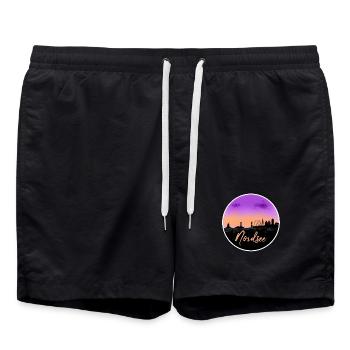 Ligne d’horizon fine de la mer du Nord - Short de bain - noir - Devant - AI Model Male 185 light (185cm)