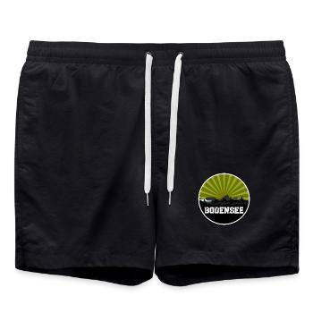 Bodensee Retro Skyline - Badeshorts - Schwarz - Vorne - AI Model Male 185 light (185cm)