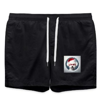 Bichon Frisé Hund als Weihnachtsmann - Badeshorts - Schwarz - Vorne - AI Model Male 185 light (185cm)