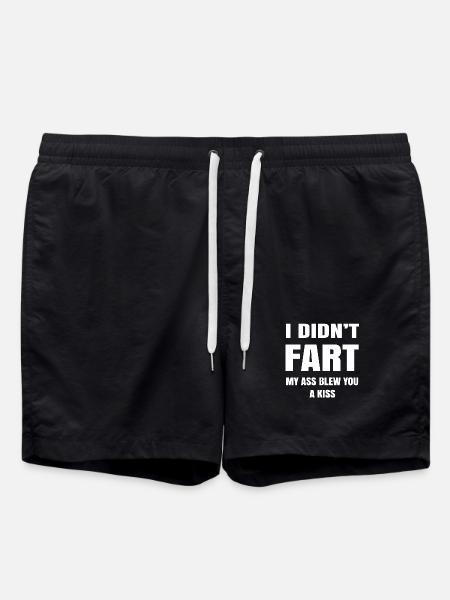 Bold Humor Insult Graphic Tee - Swim Trunks - black