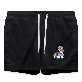 Senior Spruch Pensionist Ruhestand Pensionierung - Badeshorts - Schwarz - Vorne - AI Model Male 185 light (185cm)