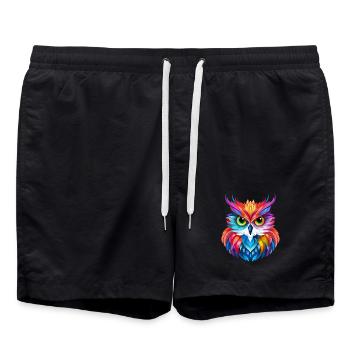Conception de hibou - Short de bain - noir - Devant - AI Model Male 185 light (185cm)