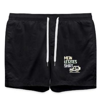 Wohnwagen Campen Chillen Camping Statement Urlaub - Badeshorts - Schwarz - Vorne - AI Model Male 185 light (185cm)