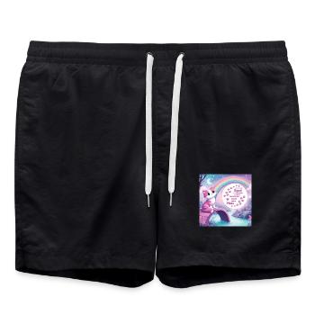 Katze mit Regenbogen - Badeshorts - Schwarz - Vorne - AI Model Male 185 light (185cm)