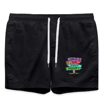 Camping Statement Wohnmobil Herz Camper Relaxen - Badeshorts - Schwarz - Vorne - AI Model Male 185 light (185cm)