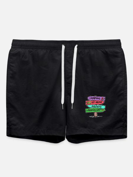 Camping Statement Wanderlust Wanderer Herz Camper - Badeshorts - Schwarz
