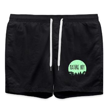 Campingplatz Natur Statement Wanderer Camping - Badeshorts - Schwarz - Vorne - AI Model Male 185 light (185cm)