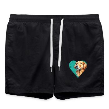 Golden Retriever Portrait - Badeshorts - Schwarz - Vorne - AI Model Male 185 light (185cm)