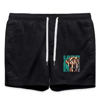 Labrador Retriever Portrait - Badeshorts - Schwarz - Vorne - AI Model Male 185 light (185cm)