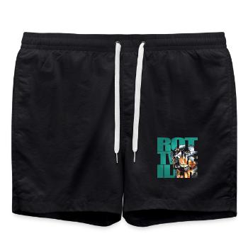 Rottweiler Portrait - Badeshorts - Schwarz - Vorne - AI Model Male 185 light (185cm)