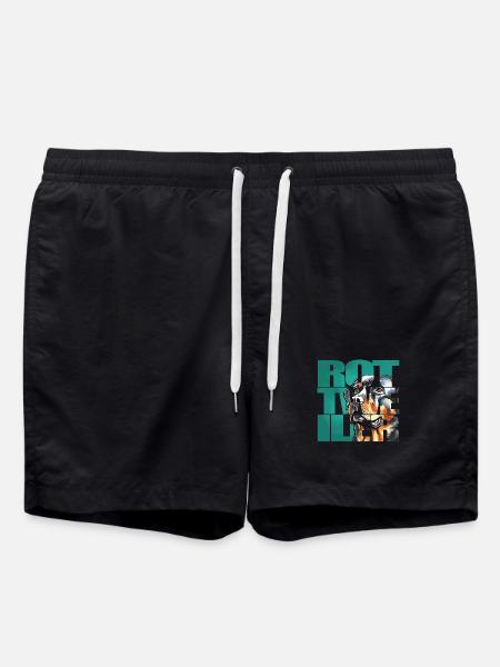 Rottweiler Portrait - Swim Trunks - black