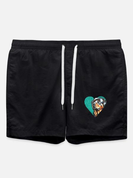 Rottweiler Portrait - Swim Trunks - black