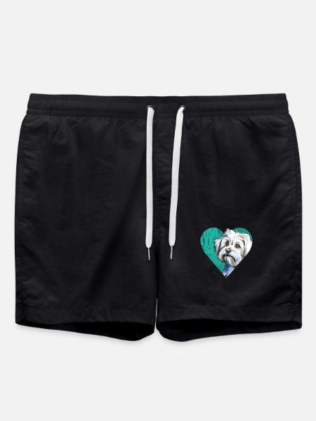 Maltese Portrait - Swim Trunks - black