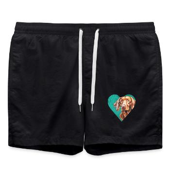 Magyar Vizsla Portrait - Badeshorts - Schwarz - Vorne - AI Model Male 185 light (185cm)