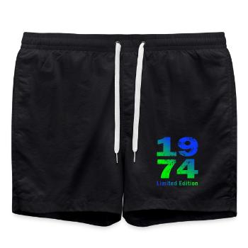 Anniversaire né en 1974 édition limitée - Short de bain - noir - Devant - AI Model Male 185 light (185cm)
