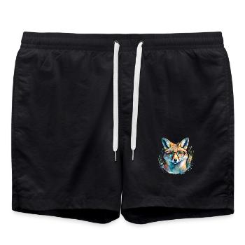 Fuchs mit Brille - Badeshorts - Schwarz - Vorne - AI Model Male 185 light (185cm)