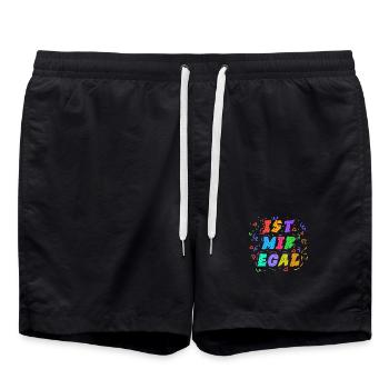 Je m’en fous Déclaration Attitude indifférente - Short de bain - noir - Devant - AI Model Male 185 light (185cm)
