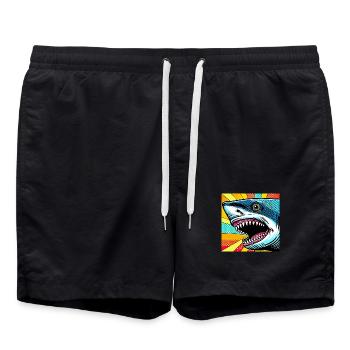 Requin Pop Art - Short de bain - noir - Devant - AI Model Male 185 light (185cm)